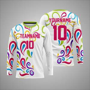 Camiseta deportiva de manga larga con sublimación personalizada – Camiseta de entrenamiento atlético con impresión de número y nombre de equipo personalizados - Product Image 1