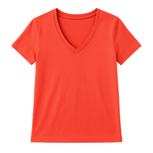 Camiseta de Manga Corta con Cuello en V para Mujer, Colores Personalizados, 100% Algodón Canvas, Verano, Alta Calidad, Secado Rápido, Venta al Por Mayor, Premium, Suave - Product Image 1