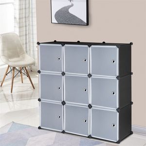 Libreria Modulare a 9 Cubi, Organizzatore Fai-da-Te in Plastica con Ripiani e Ante RT - Product Image 2