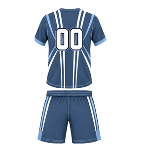 Conjunto de Camiseta y Pantalones Cortos de Rugby Azul Acero y Blanco, Cuello en V, Uniforme de Equipo, Transpirable, Ligero, Personalizable, Ropa Deportiva de Entrenamiento - Product Image 2