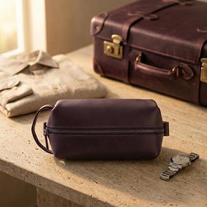 Genuine Leather Toiletry Bag <b>Mens</b> Dopp Kit Luxury Shaving Wash Bag Travel Cosmetic <b>Pouch</b> Wholesale Price OEM TYG-0228 - Product Image 5