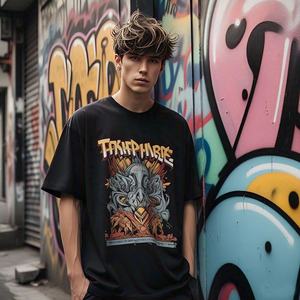 T-shirts en coton personnalisés T-shirts graphiques surdimensionnés neufs pour hommes T-shirt 100% coton pour hommes coupe ample - Product Image 2