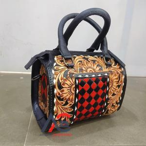 Bolsa de Viaje Mini de Lujo con Diseño a Cuadros 2026, Bolsa de Fin de Semana para Mujer, 100% Cuero Genuino de Alta Calidad, Bolsas de Viaje para Exteriores - Product Image 1