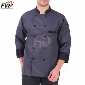 Uniforme de Restaurante Personalizado con Logotipo Bordado y 4 Banderas, Diseños de Uniformes de Restaurante Personalizados de Manga Larga, Uniformes de Chef Unisex - Product Image 3