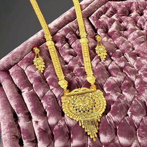 Venta al por mayor de joyería de moda 14K 18K 24K Micro chapado en oro largo, formando collares largos, conjunto de joyería larga de diseño floral tradicional - Product Image 6