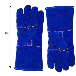 Guantes de Seguridad de Algodón Azul de 14 Pulgadas con Puño Recto, Duraderos, Antideslizantes, para Trabajo de Uso General - Product Image 6