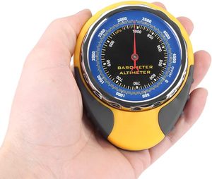 Barómetro Analógico Amarillo con Altímetro, Esfera Azul y Bisel Metálico para Uso en Exteriores - Product Image 2