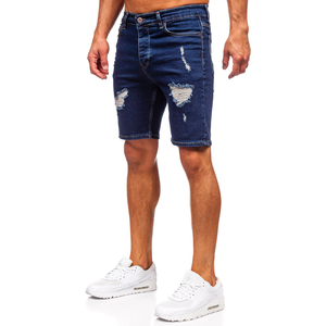 Shorts de Mezclilla para Hombre, Transpirables, Ligeros, de Satén Sólido, Cintura Alta con Cordón, Estilo Vintage, Lavado Medio, Corte Relajado, Ecológicos - Product Image 4