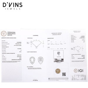 Diamant cultivé en laboratoire CVD HPHT D'vins Jewels, 1,03 carats, taille poire, couleur D, diamant non monté de Surat - Product Image 6