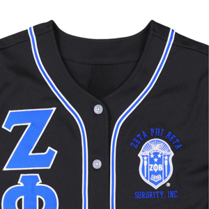Maillot de baseball noir Zeta Phi Beta ZPB avec broderie de lettres grecques, chemise boutonnée pour femme, vêtement sportif universitaire, vêtement haut de gamme - Product Image 5