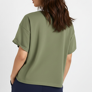 Prix de gros – T-shirt de golf pour femme 100 % coton à séchage rapide, sur mesure, coupe oversize, streetwear, avec appliques, design tendance - Product Image 5