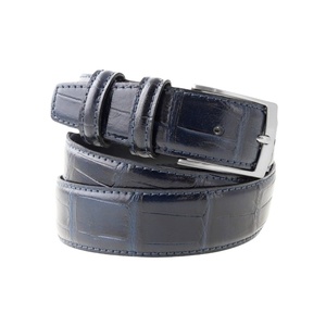 Ceinture élégante en cuir de vachette véritable faite à la main, imprimé crocodile, largeur 3,5 cm, 105-130 cm, boucle en alliage, export OEM - Product Image 1