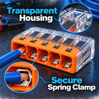 Connecteur de câblage à enfoncement transparent compact, borne de distribution électrique, raccordement solide 24A 450V 2273-202 203 204 205 208