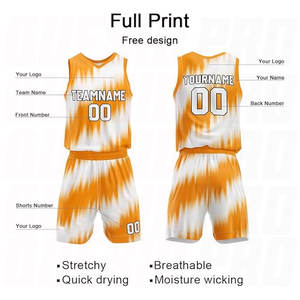 Ensembles de maillots et shorts de basketball pour jeunes et adultes, logo personnalisé, respirant, col rond, uniformes de basketball orange demi-teinte pour équipes - Product Image 4