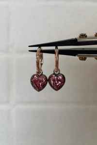 Pendientes de Aro con Moissanita Rosa en Forma de Corazón, Plata de Ley 925, Chapados en Oro de 14K, Joyería de Lujo para Mujer - Product Image 5