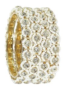 Gold Plated Alloy Bangle With <b>Crystal</b> Rhinestone Bezel Setting Imitation Pearl Women's Classic Party Jewelry Fashion <b>Bracelet</b> - Product Image 6