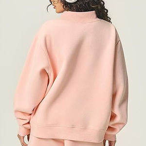 Sweat-shirt en coton molletonné à col montant pour femme, personnalisé avec logo imprimé, pour tenue décontractée, streetwear, gym, commandes en gros - Product Image 4