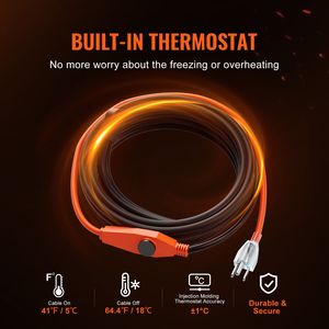 Cavo Riscaldante per Tubi da 80FT 7W/FT con Termostato Integrato, Nastro Termico per Tubi dell'Acqua, Protezione per Tubi in PVC e Metallo, Coperte e Riscaldatori Termici - Product Image 2
