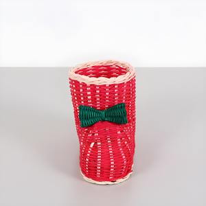 Ornement de Noël en rotin tressé fait main en forme de botte de Père Noël, décoration naturelle pour sapin de Noël et maison - Product Image 3