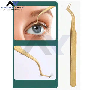 Juego de 5 Herramientas para Pestañas, Pinzas para Pestañas Postizas, Kit para Extensión de Pestañas, Juego de 5 Aplicadores de Acero Inoxidable Dorado - Product Image 5