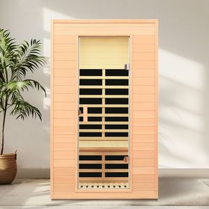 Sauna Interior de Infrarrojos Lejanos para Dos Personas, Fabricada en Madera de Hemlock, con Techo Integrado para Relajación y Comodidad - Product Image 1