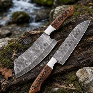 High Quality 2 PCS Professional <b>Kitchen</b> <b>Knife</b> Set With Damascus Steel Blade and Custom Handle <b>Kitchen</b> <b>Knife</b> Set For Hot Sale - Product Image 1