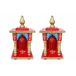 Mini Templo/Pooja Ghar Mandir de Madera Hecho a Mano, Gabinete para Oficina en Casa, Arte Ligero, Decoración para el Hogar de Diwali - Product Image 6