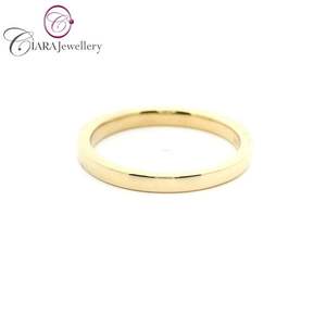 SIMPLE 18K AU750 Solid Yellow Gold Classic Real Natural Diamond Anniversary Wedding <b>Ring</b> <b>Band</b> - Product Image 3