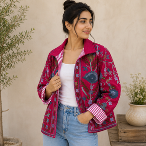 Abrigo de Invierno para Mujer, Hecho a Mano, Bordado, Tejido, Acolchado, de Algodón, con Estampado Floral, Manga Larga, Estilo Casual, Boho, Vintage, Personalizado, OEM, ODM - Product Image 2