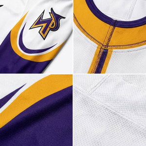Ensemble de maillots de hockey sur glace de qualité export, blanc, violet, or, impression sublimée, évacuation de l'humidité, manches longues, uniforme de hockey sur glace pour adulte - Product Image 6