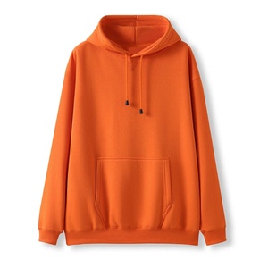 Unisex Oversized Orange Hooded Sweatshirt Solid Color Casual Pocket French Terry Knitted Autumn Wear - Product Image 1