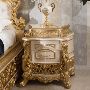 Luxury Baroque Carved Bedroom Furniture Set Solid Mahogany Wood Upholstered Bed <b>Wardrobe</b> Vanity Table Handmade Classic - Product Image 4