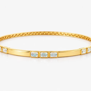 Octagon Three <b>Gemstone</b> <b>Bracelet</b> 925 Sterling Silver 18k Gold Plated Handmade Cuff Bangle <b>Bracelet</b> For Her - Product Image 1