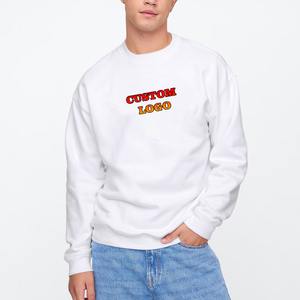 Pull sans capuche style streetwear britannique transfrontalier, coupe ajustée, logo 3D brodé, col montant, en tissu tricoté teint, chemise en coton pour homme - Product Image 1