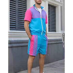Custom Nylon Tracksuit <b>Wind</b> <b>Breaker</b> Zip up Hoodie and Shorts Set Plain Windbreaker Short Set Men Windbreaker Tracksuit Set - Product Image 3