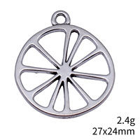 Breloque en forme de tranche de citron creuse 27x24mm en alliage de zinc, couleur argent, pour la décoration artisanale sur le thème des fruits d'été