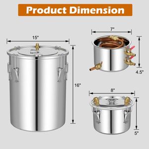 Distillatore d'Acqua 22/38 L, Attrezzatura Fai-da-Te per Whisky, Capacità 5/10 Galloni - Product Image 3