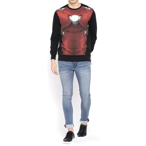 Sudadera Personalizada para Hombre, Sublimada, Negra, con Estampado Completo, Panel Frontal con Mangas en Contraste, Cuello Redondo, Algodón, OEM, Tu Diseño, al por Mayor - Product Image 2