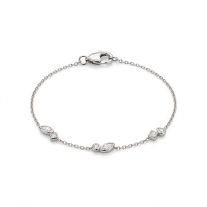 กำไลข้อมือเพชรแล็บทรงผสม 14K ทองคำแท้ ดีไซน์แบบ Bezel Station Chain สไตล์วินเทจ ของขวัญสำหรับเธอ เครื่องประดับแฟชั่นสำหรับใส่ทุกวัน - Product Image 1