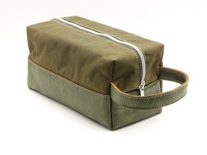 Waterproof Waxed Canvas Leather Toiletry Bag Custom Logo Vintage Mens Shaving Dopp Kit Travel Wash Organizer <b>Case</b> LCTB-0092 - Product Image 5