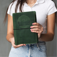 Carnet de voyage spirale en cuir véritable fait main avec logo personnalisé, porte-cartes et porte-stylo, organisateur de journal vintage rechargeable