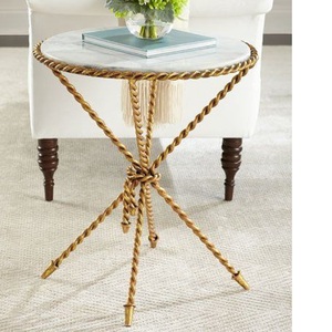 Mesa Auxiliar de Aluminio Exclusiva de Alta Calidad, Muebles de Primera Calidad, Detalle Metálico, Otomanas para Sala de Estar, Hogar u Hotel, en Latón - Product Image 5