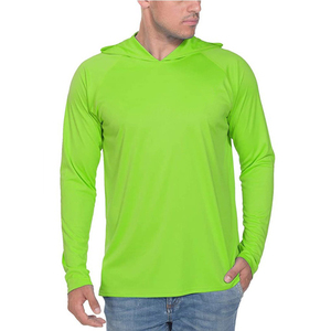 T-shirt à capuche à manches longues pour homme, noir, coupe ajustée, séchage rapide, tricoté en polyester, décontracté, couleur unie - Product Image 3