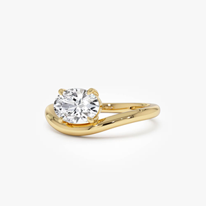 Anillo de Compromiso de Diamantes de Corte Brillante Redondo en Oro Amarillo para Mujer, Estilo Clásico, Joyería de Diamantes Naturales - Product Image 1