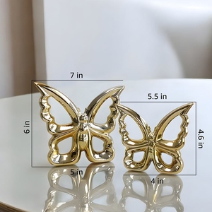 Juego de figuras de mariposas doradas de diseño clásico de lujo, decoración de mariposas de cerámica, adorno moderno para mesa, decoración contemporánea para el hogar - Product Image 5