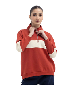 เสื้อคลุมกันลมสำหรับผู้หญิง สีแดงล้วน มีฮู้ด แขนยาว ทรงหลวม ผ้าถัก 100% คอตตอน สำหรับฤดูหนาว - Product Image 1