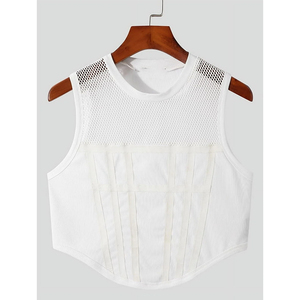 Débardeur blanc sans manches à col rond pour homme Everglide Corporation, 100 % coton, 220 g, tricoté uni, respirant, effet délavé, style urbain - Product Image 6