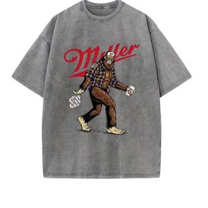 T-shirts légers en coton lavé à l'acide pour hommes respirants à motif solide Design tendance - Product Image 1