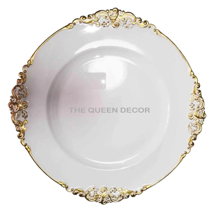 Elegante Vajilla Plateada y Recubierta, Bandeja de Comedor Dorada Premium Hecha a Mano, Elegante Plato de Servicio Hecho a Mano Disponible - Product Image 4