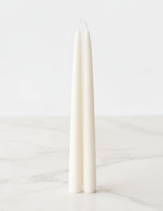 Lot de 2 bougies coniques minimalistes ivoire – Cire de paraffine et de soja, sans fumée, sans flamme, non parfumées, faites à la main – Pour mariages et décorations de Noël - Product Image 3